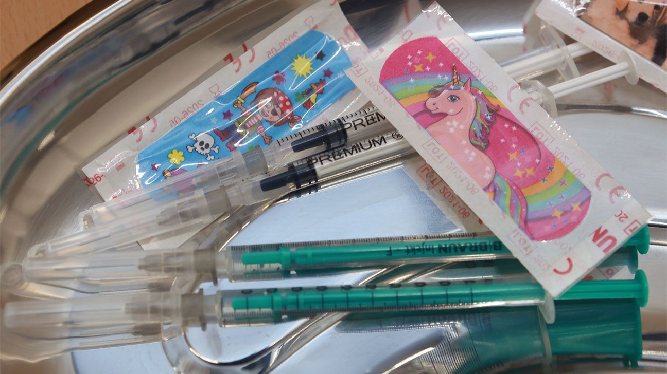 Close up of vaccine syringes