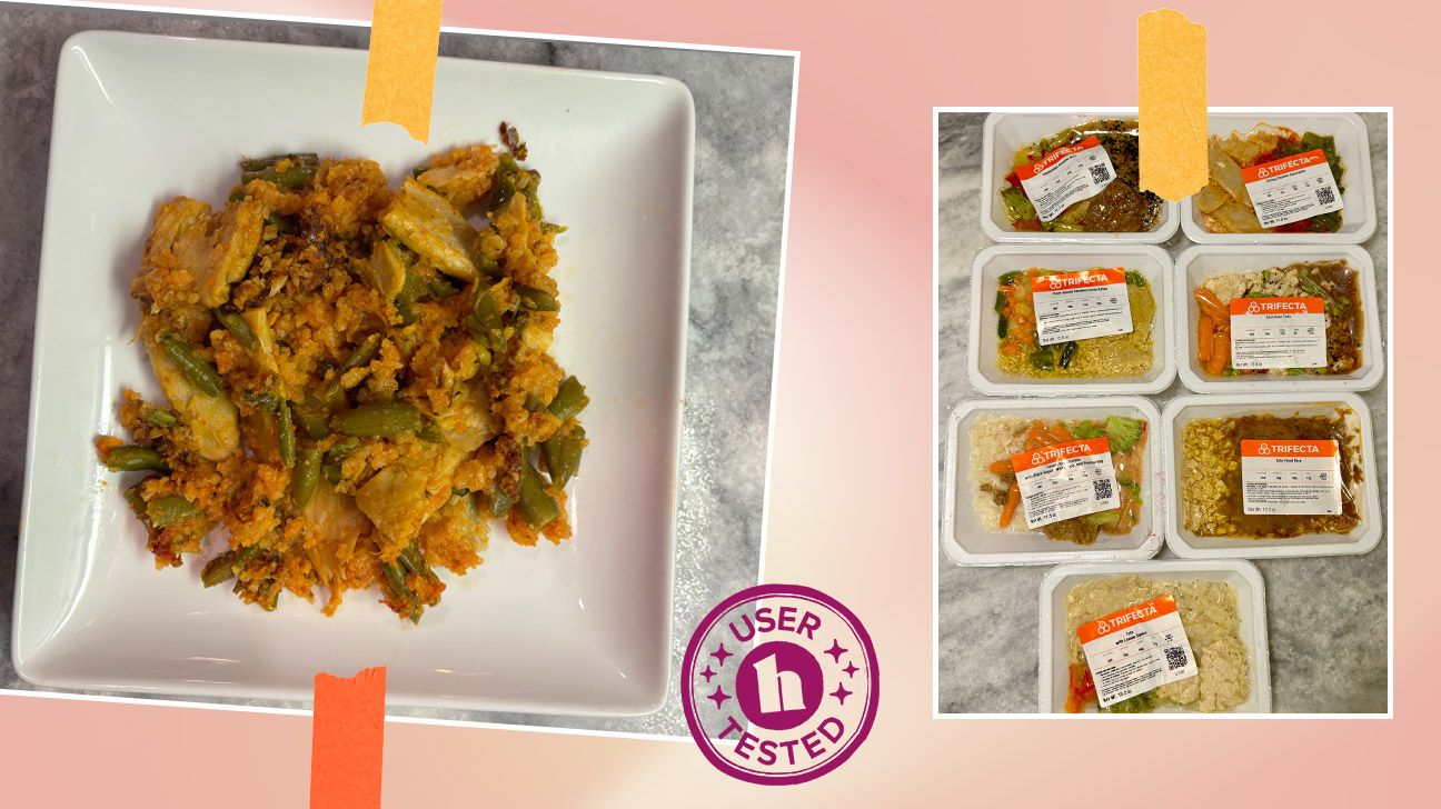 Trifecta plant-based chicken curry meal hands on review tester photos by Sydney Samuels.